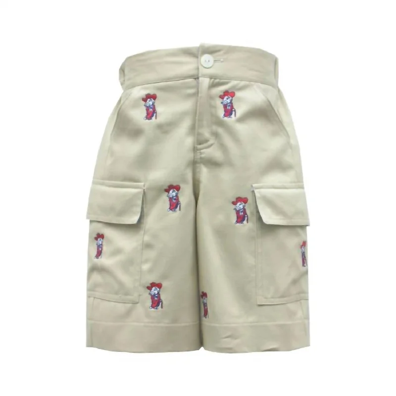 Boys' Ole Miss Collegiate Cargo Shorts In Off White Traditional Men's Wool