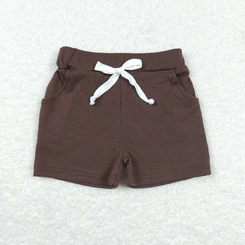 SS0134 Brown drawstring boutique shorts Boy boutique summer outfit 202501 RTS