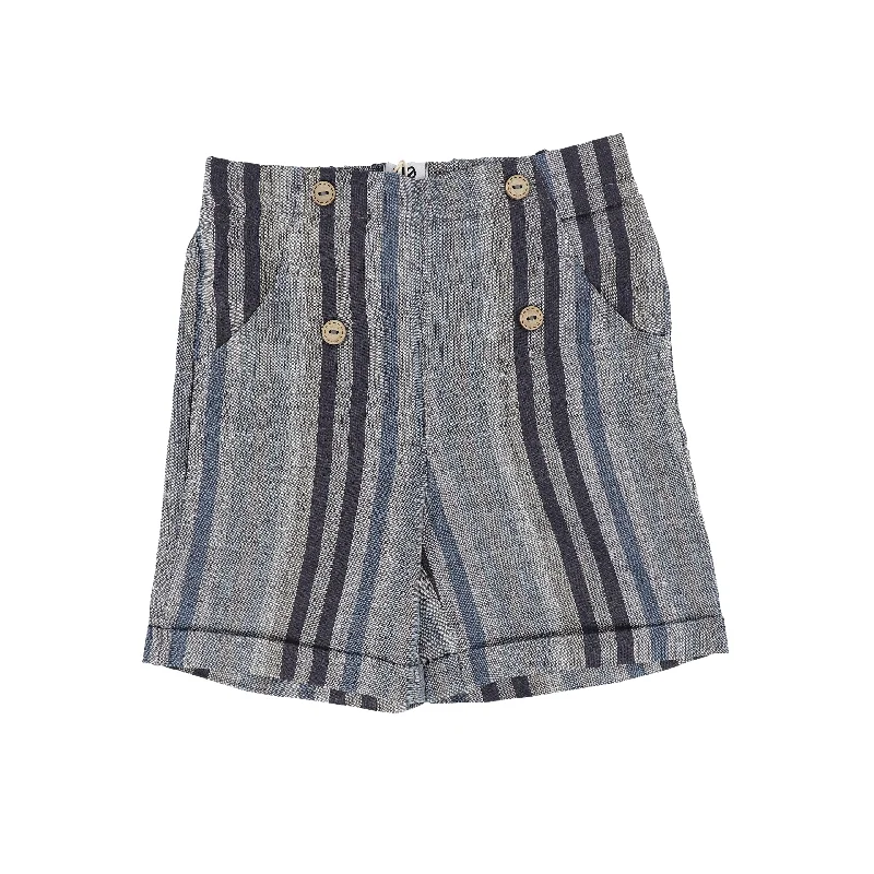 NOMA NAVY WIDE STRIPE BUTTON DETAIL SHORTS [FINAL SALE] Trendy Men's Scandinavian