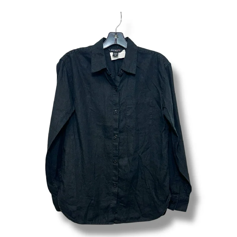 Blouse Long Sleeve By Athleta In Black, Size: Xs Lumberjack