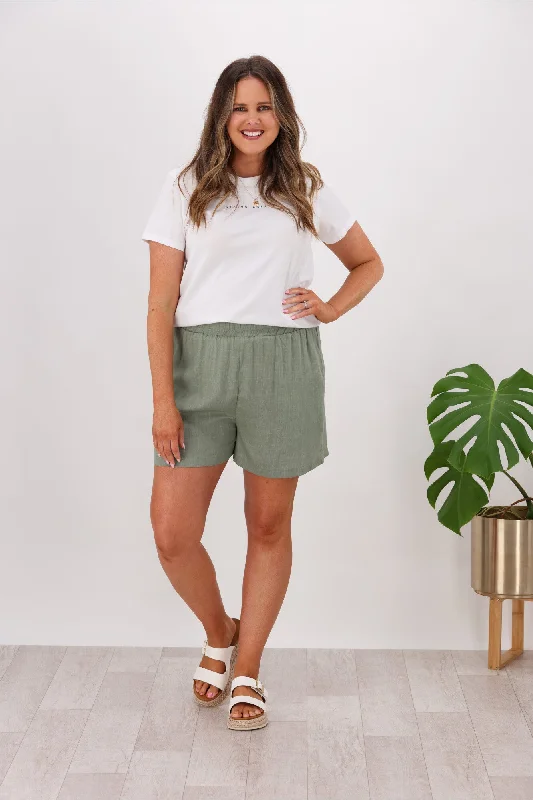 Miracle Mattie Linen Shorts Khaki Modern Men's 