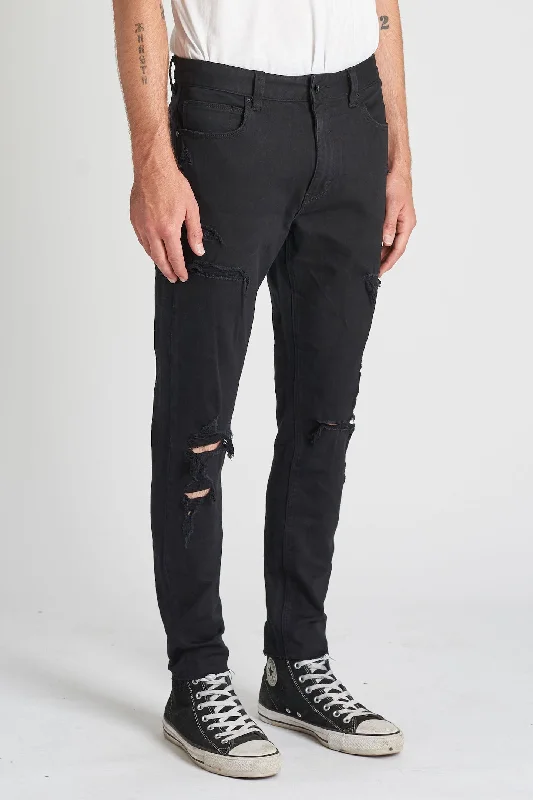 Abrand Mens Dropped Slim Rogue Jean Black Elegant Men's Formal 