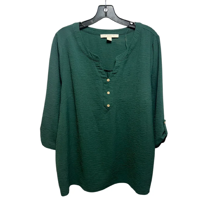 Top Long Sleeve By Good Days Only In Green, Size: 2x Vacation