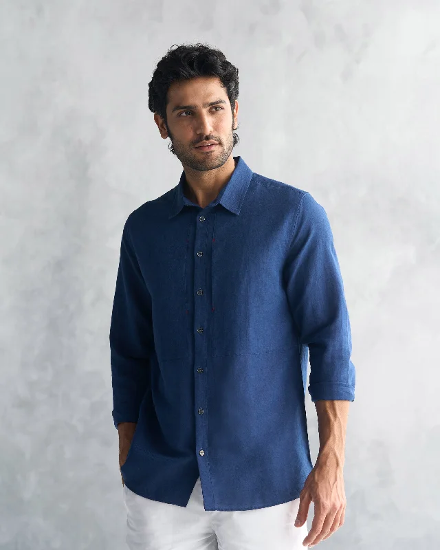 August Shirt - Navy Earthy Men's Hemp