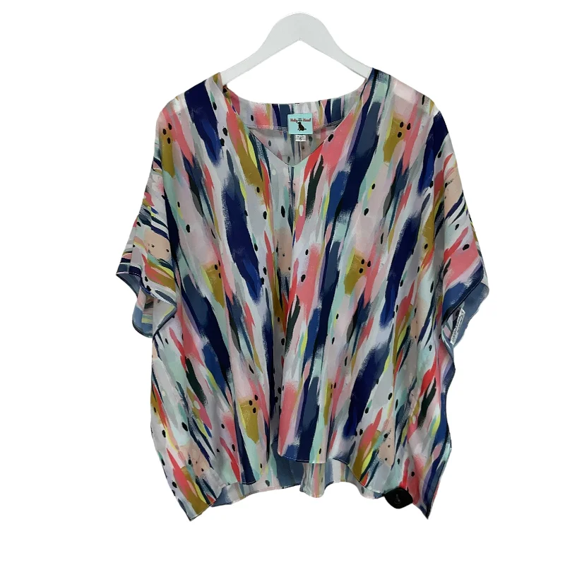 Multi-colored Blouse Short Sleeve Clothes Mentor, Size S Beach