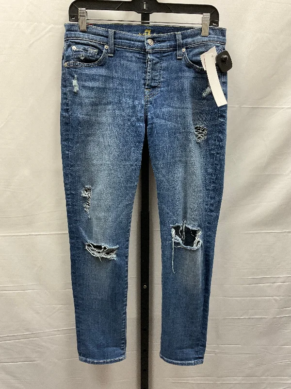 Blue Denim Jeans Designer 7 For All Mankind, Size 0 Modern Men's 
