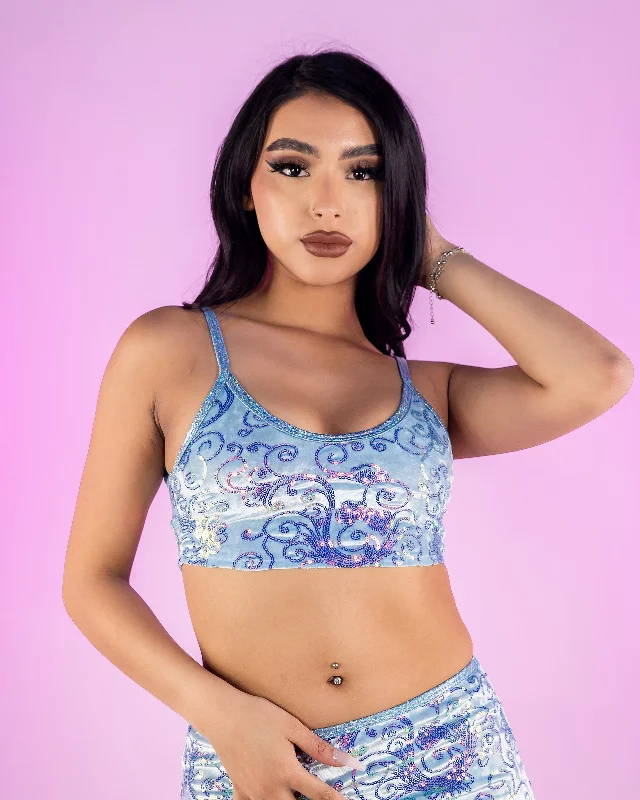 Baby Blue Cosmic Sequin Velvet Tank Top Artistic Men's Hand