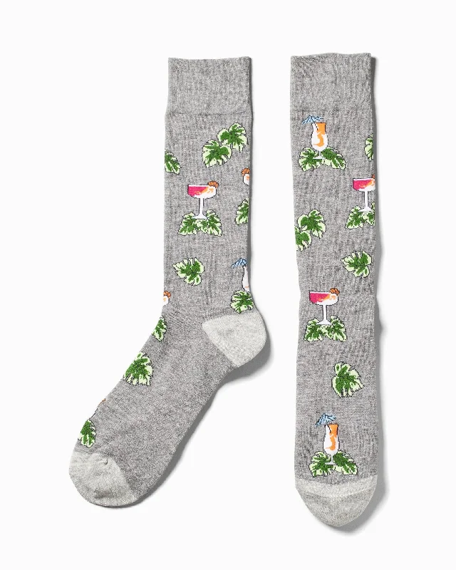 Tommy Bahama Islandzone Sip Back, Relax Socks - Grey Heather Sharp Men's Italian
