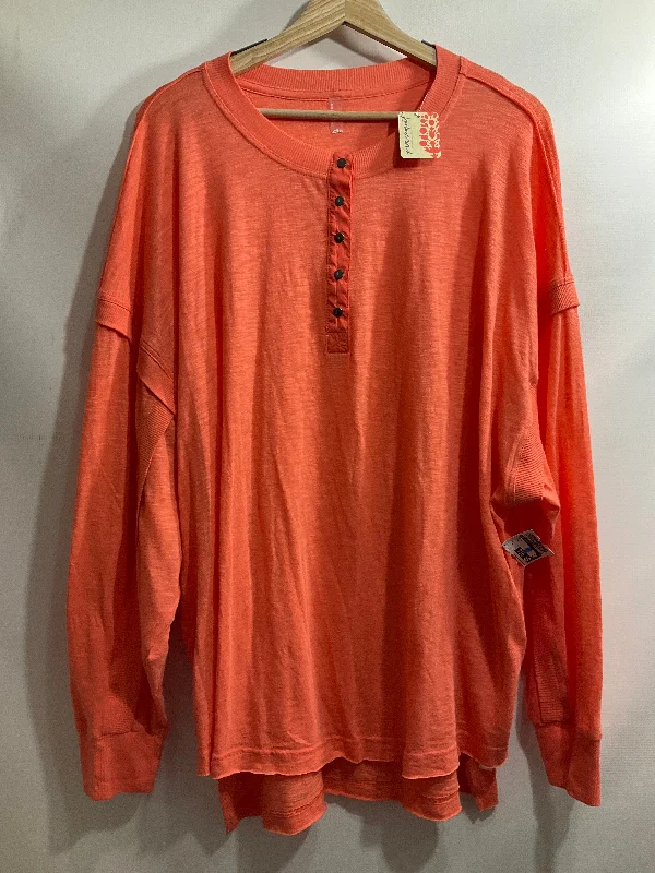 Top Long Sleeve By Free People In Coral, Size: L Masculine Men's 