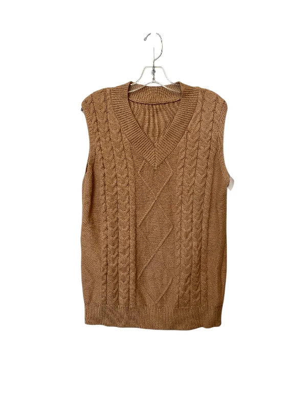 Vest Sweater By Clothes Mentor In Tan, Size: M