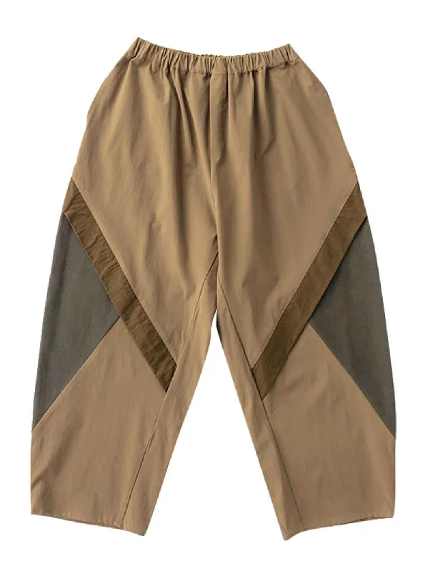 Beige Colorblock Pants