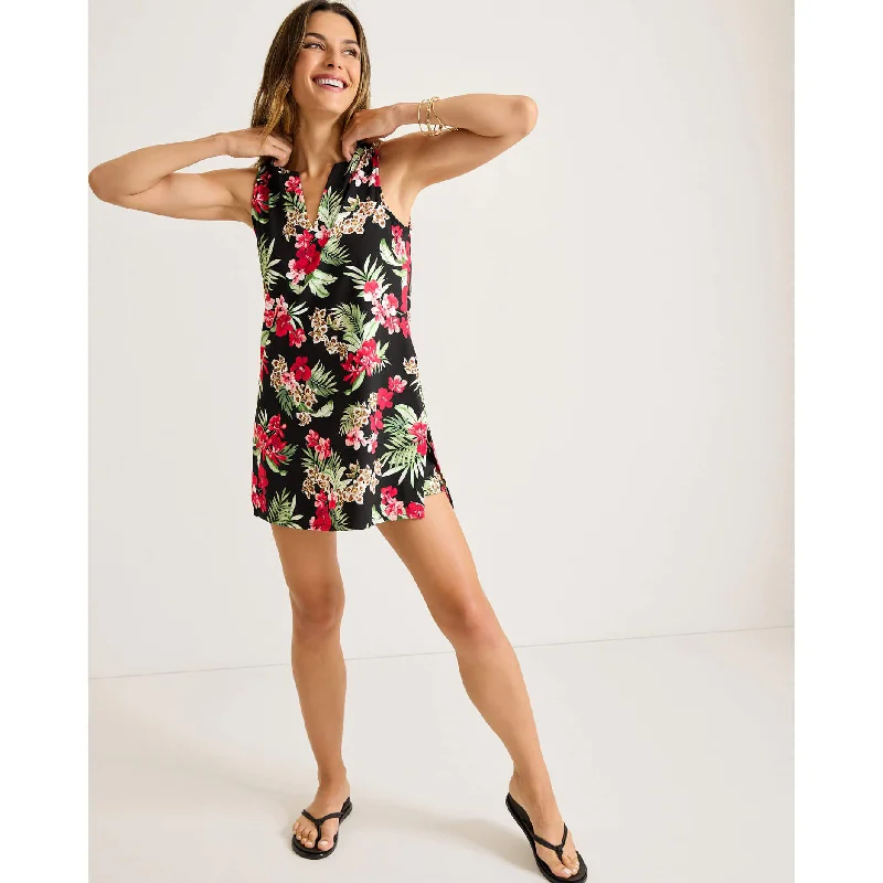 Tommy Bahama Womens Lily Cat Split Neck Romper Coverup - Black* Casual Men's Short