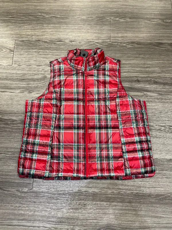 Vest Puffer & Quilted By Lands End In Plaid Pattern, Size: 2x