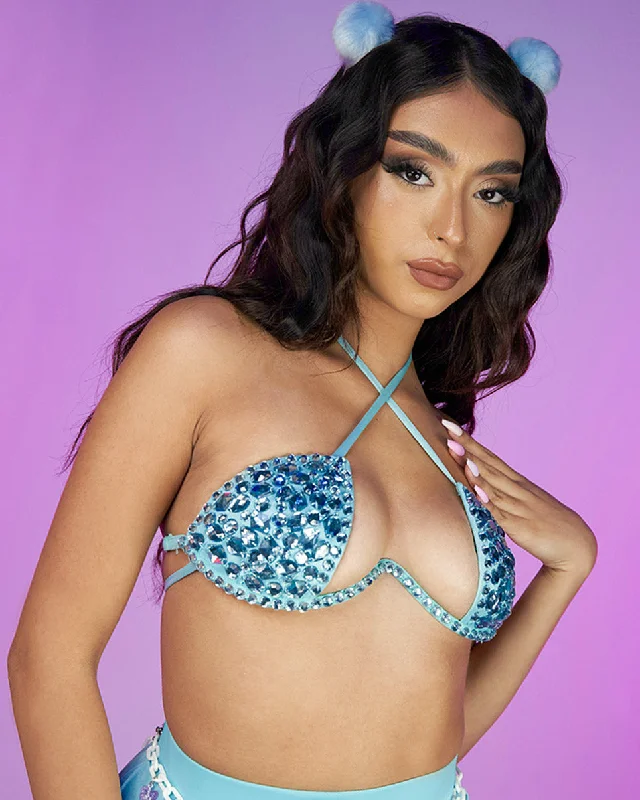 Baby Blue Double Crossed Diamonds Bustier Business