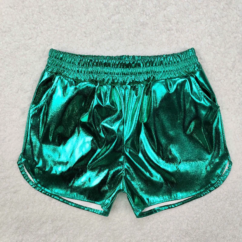 SS0410 Vintage  glittery green Shorts boy boutique outfit RTS 202501