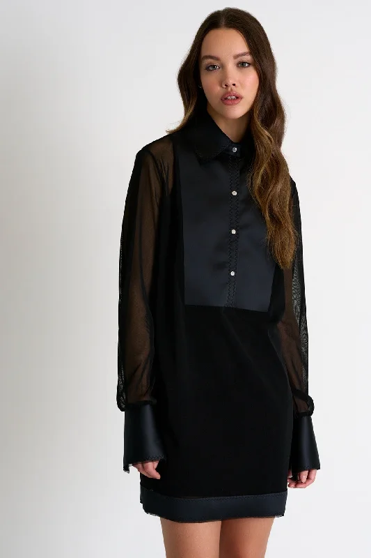 Chic mesh shirt dress - 52383-66-800 Luxurious Men's High