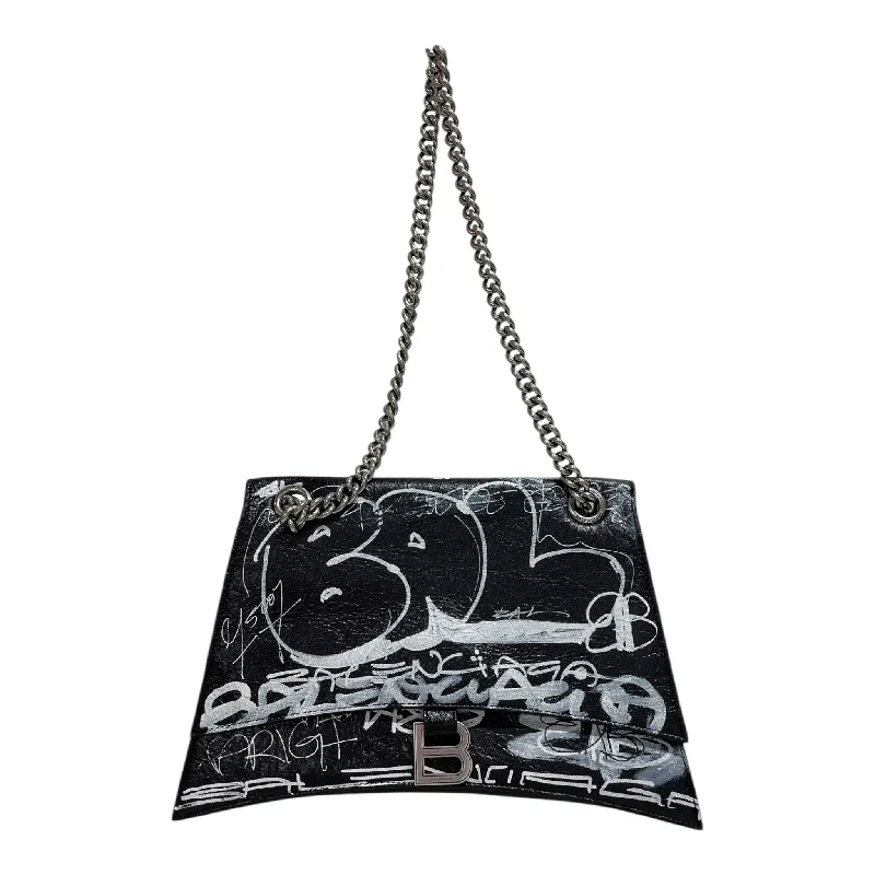 BALENCIAGA/Clutch Bag/All Over Print/Leather/BLK/graffiti with chains Refined Men's Velvet