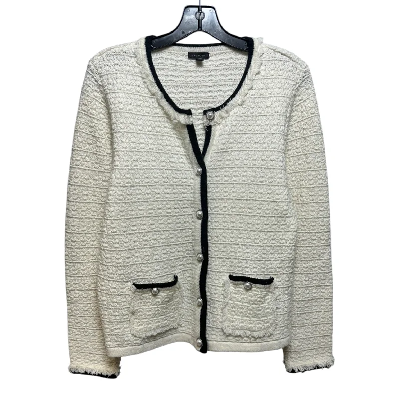 Sweater Cardigan By Talbots In Black & Cream, Size: M Modern Men's 