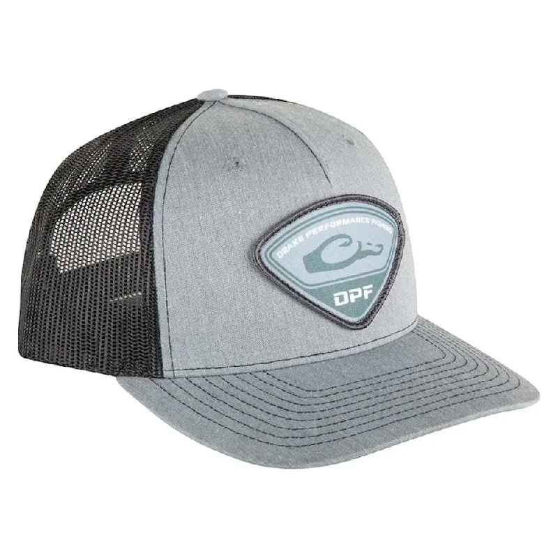 Drake Tri-Patch Snapback Trucker Hat- Heathered Grey and Black