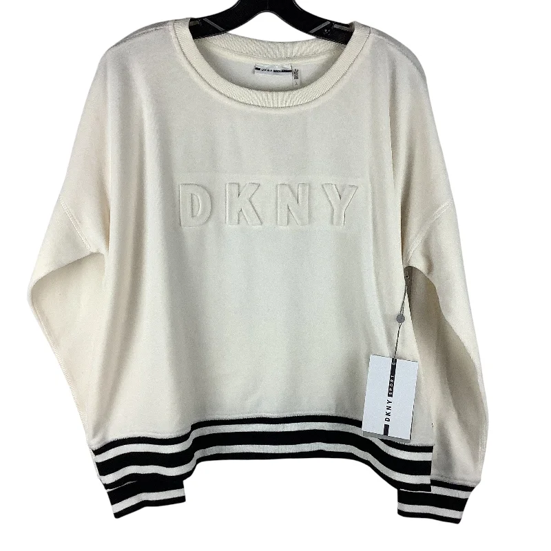 Athletic Sweatshirt Crewneck By Dkny In Cream, Size: L