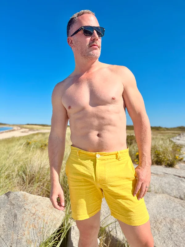 fly yellow linen short Relaxed Men's Beach
