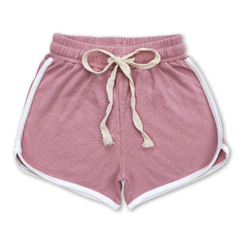 Dark pink cotton kids girls summer shorts