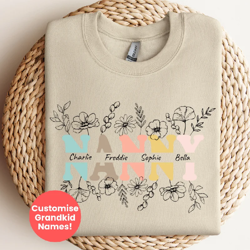 Nanny Wildflower Personalised Grandchildren Sweatshirt