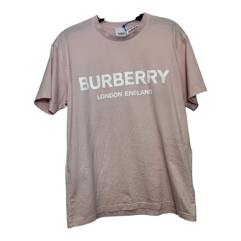 Top Short Sleeve Basic By Burberry In Pink, Size: S Polished Men's Satin
