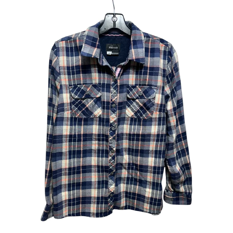 Top Long Sleeve By Marmot In Plaid Pattern, Size: L Gym