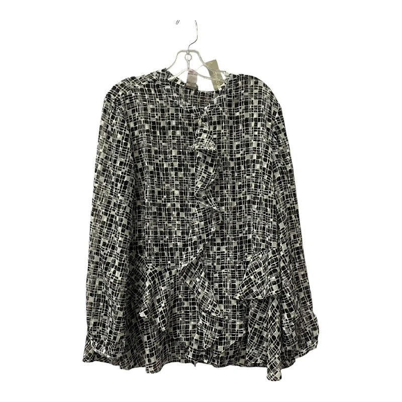 TOP LS by CHICOS In BLACK & WHITE, Size: XL Masculine Men's 