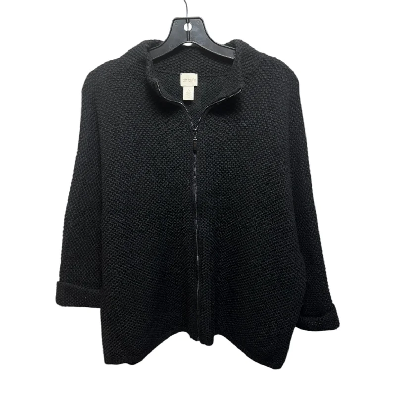 Sweater Cardigan By Chicos In Black, Size: Xl Trendy Men's Oversized
