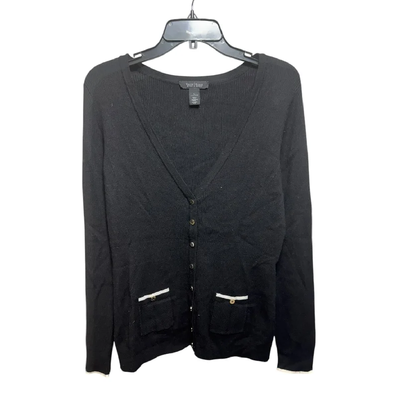 Sweater Cardigan By White House Black Market In Black & White, Size: L Tailored