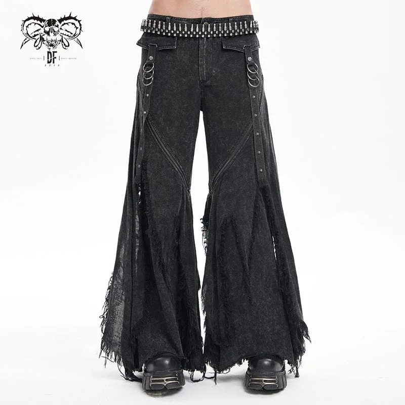 Men's Gothic Ripped Rings Studs Trousers