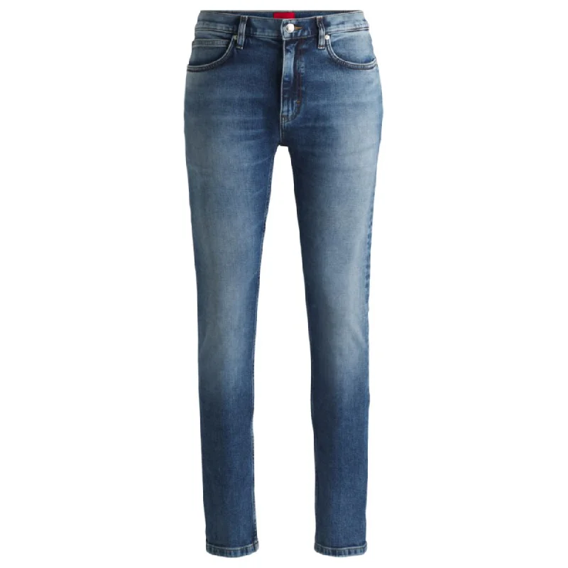 Extra-slim-fit jeans in blue stretch denim Organic