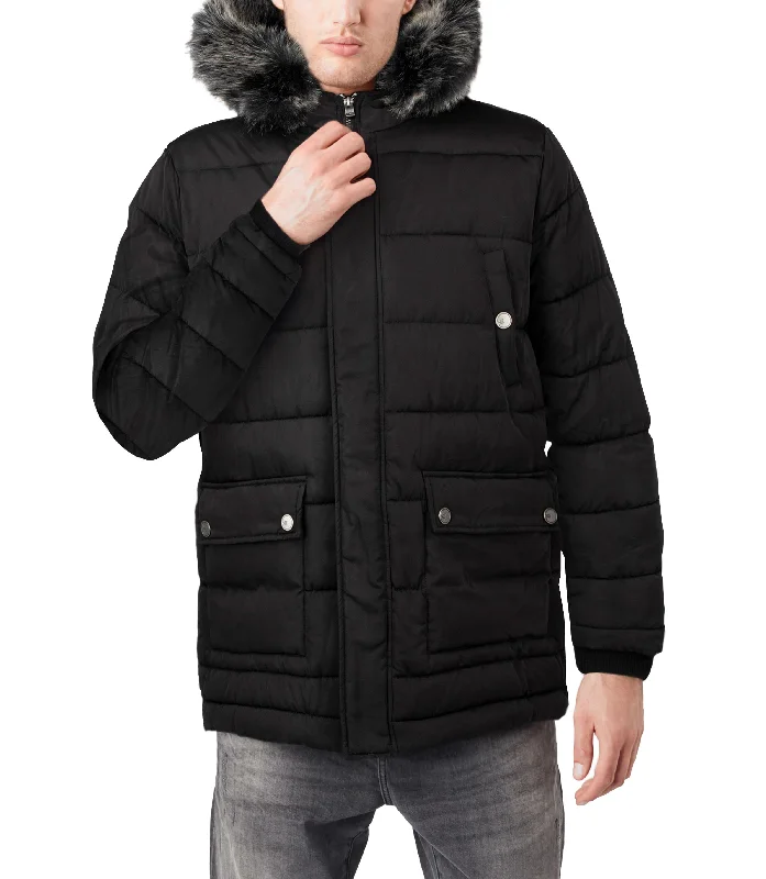 X RAY Men's Hooded Puffer Parka Ski Jacket With Fur Trim Masculine Men's Thick