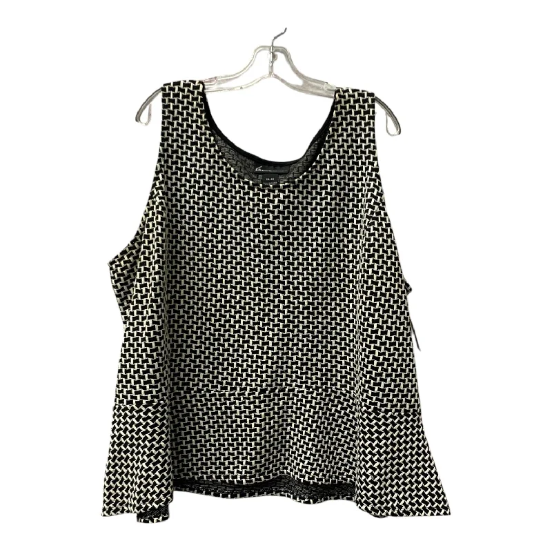 Top Sleeveless By Lane Bryant In Black & White, Size:4X Trendy Men's Scandinavian