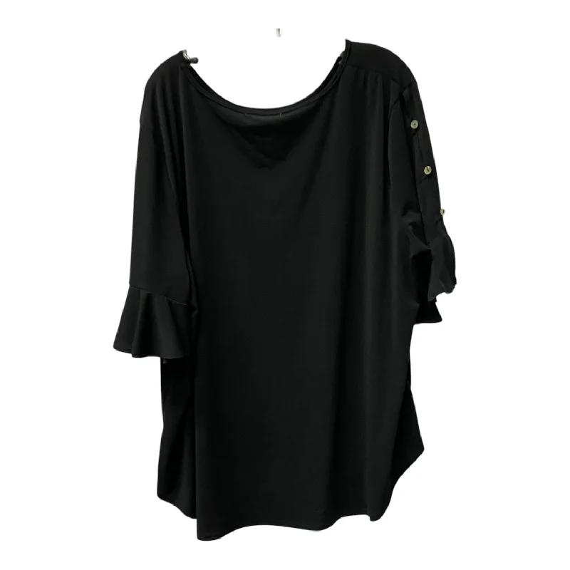 Top 3/4 Sleeve By Green Envelope In Black, Size:3X Sporty Men's Athleisure 