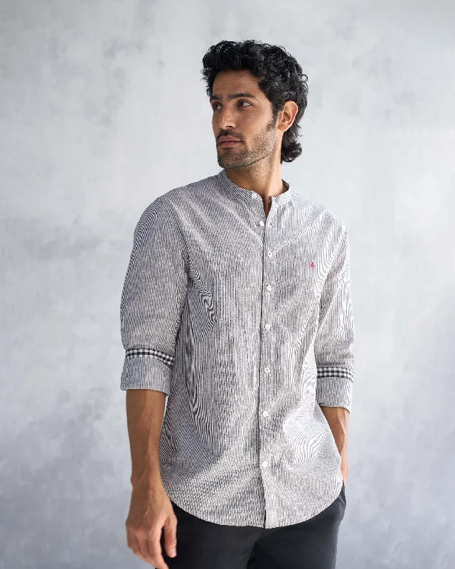 Nawab Shirt - Charcoal Stripe Modern Men's Tech