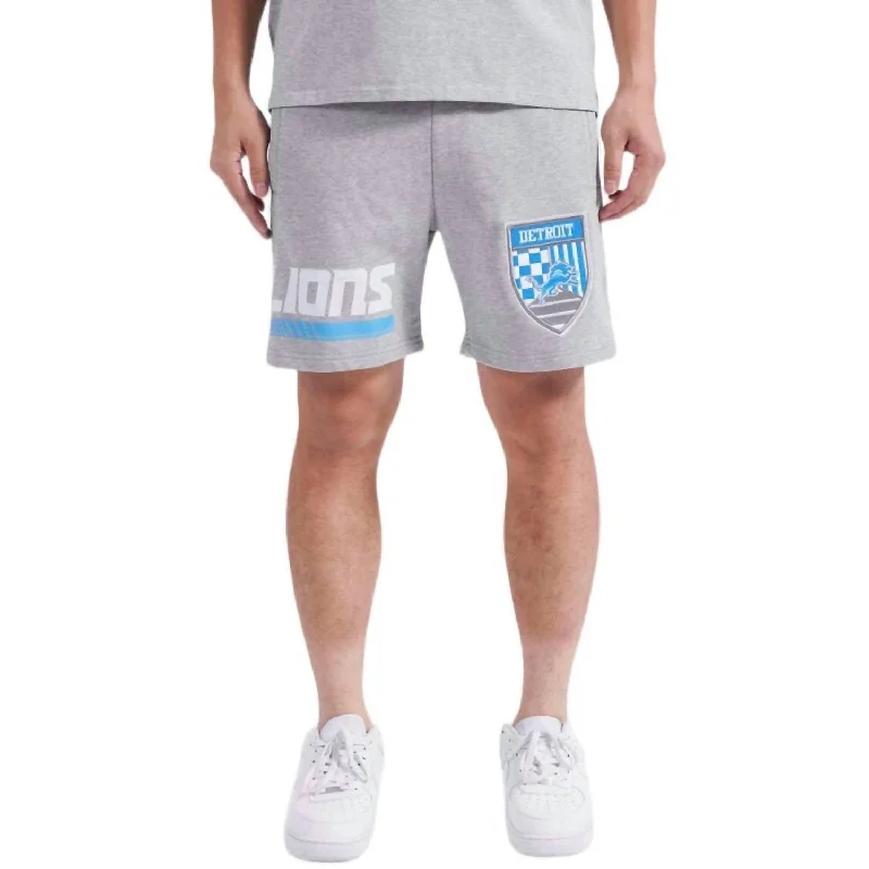 Detroit Lions Fast Lane Fleece Short In Heather Grey Masculine Men's 