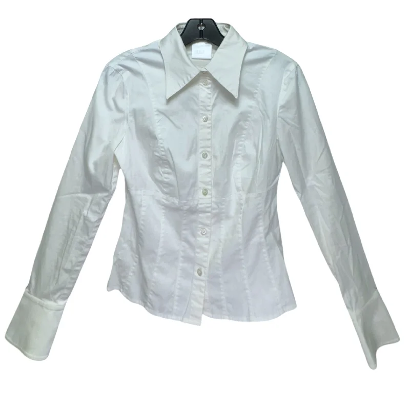 Seamed Button Down Blouse Designer By Escada In White, Size: 4 Sophisticated Men's 