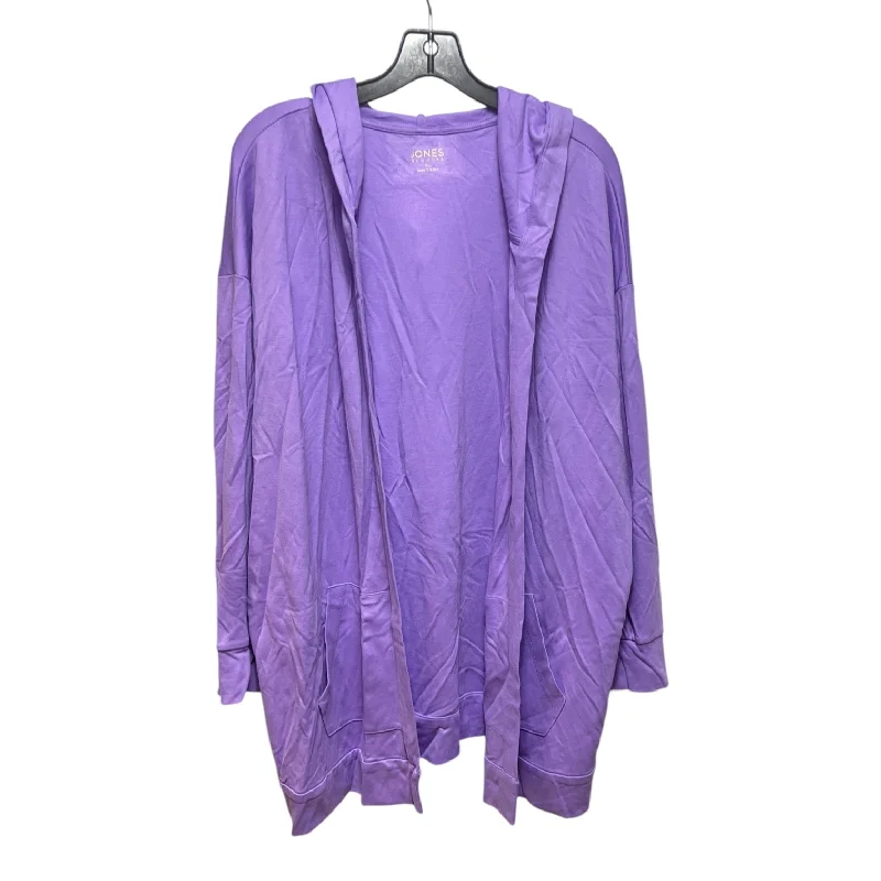 Hooded Cardigan By Jones New York In Purple, Size: Xl Sleek Men's Metallic