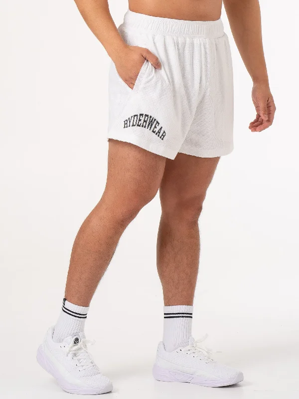 Collegiate Mesh Short - White Youthful Men's Anime
