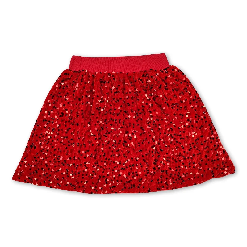 Red sequin kids girls Christmas skirt