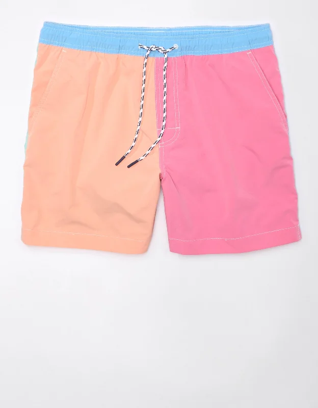 AE Colorblock Flex 5" Swim Trunk Sleek Men's Metallic