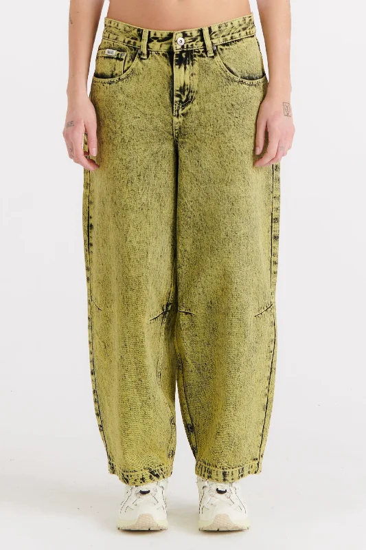 Goliath Jean Green Acid Wash Tough Men's Tactical