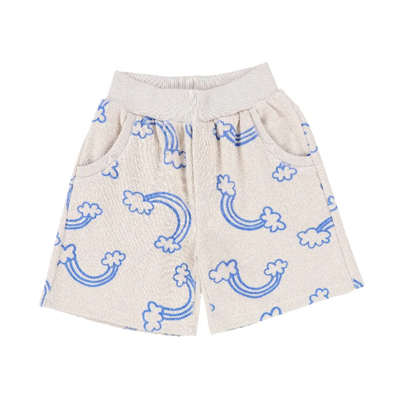 KIDS ON THE MOON ECRU RAINBOW PRINT TERRY SHORTS [Final Sale] Elegant Men's Formal 