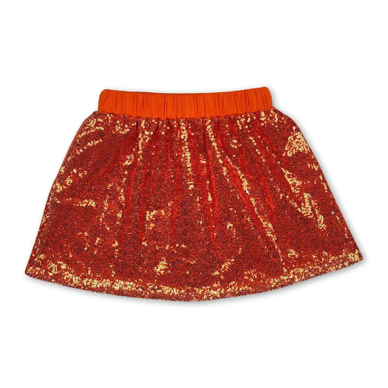 Orange sequin lining kids girls fall skirt