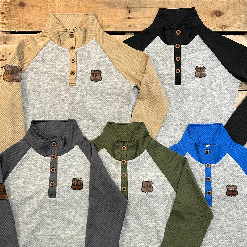 Raglan Henley Pullover Refined Men's European