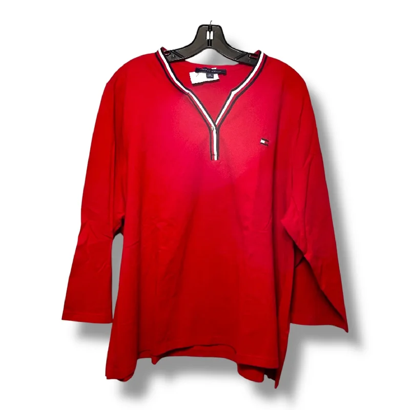 Top 3/4 Sleeve By Tommy Hilfiger In Red, Size: 3x Monochromatic All