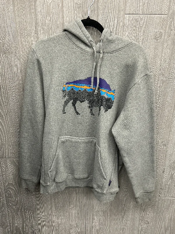 Athletic Sweatshirt Hoodie By Patagonia In Grey, Size: M